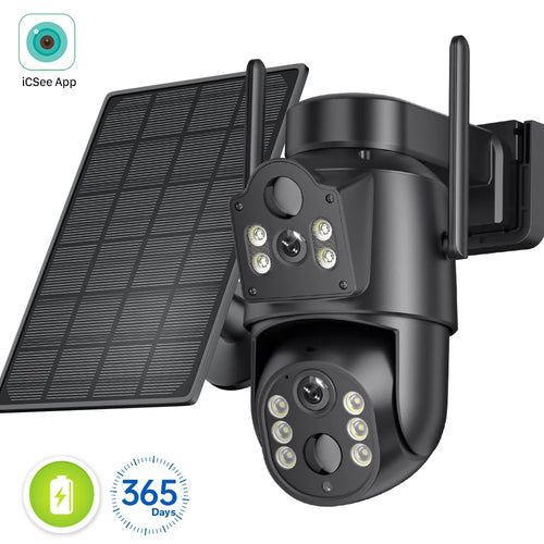Dual Lens Solar Camera 4K WiFi Outdoor