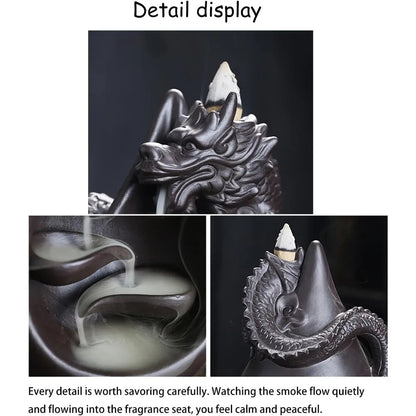 Ceramic Dragon Backflow Incense Burner Set