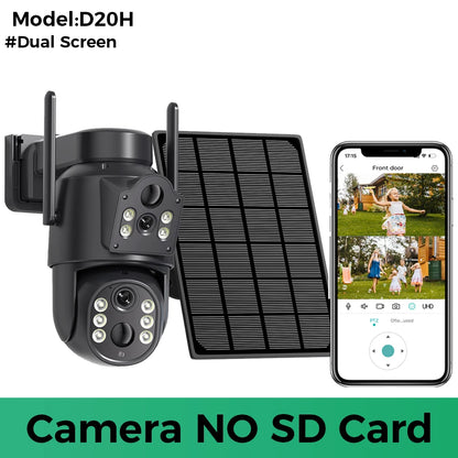 Dual Lens Solar Camera 4K WiFi Outdoor